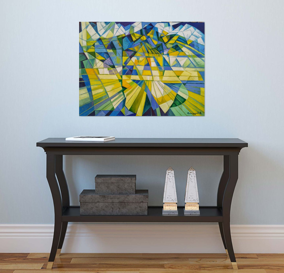 Cubism - Mountains - 3 (60x80cm, cubism, oil painting, ready to hang)