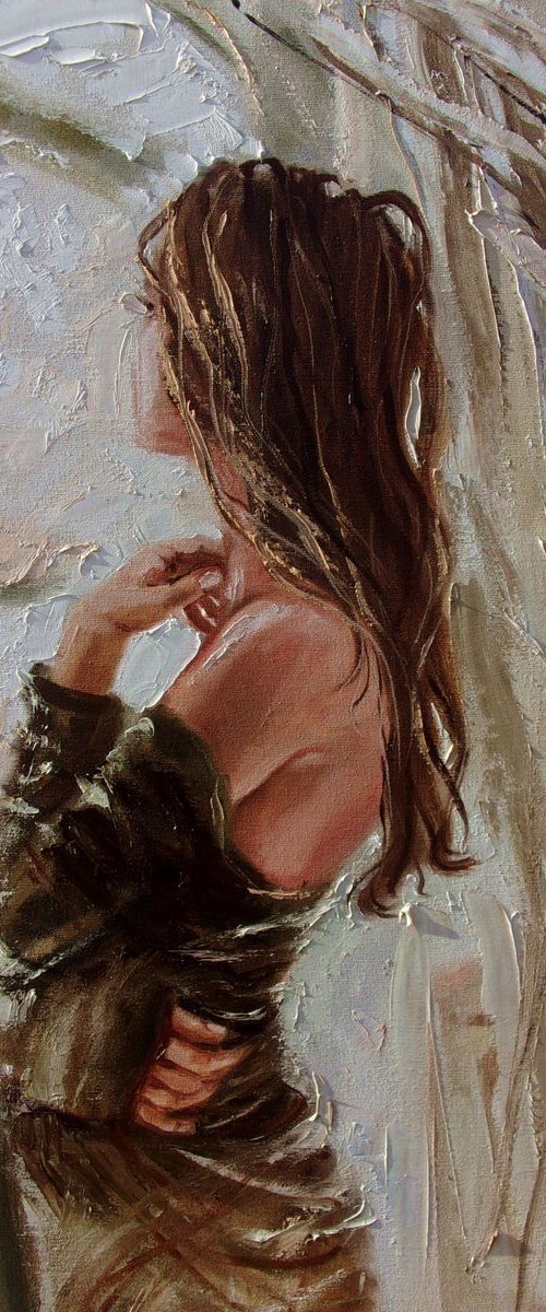 " LIGHTS OF THE DAY " - 50x70cm original oil painting on canvas, gift, palette kniffe by Monika Luniak