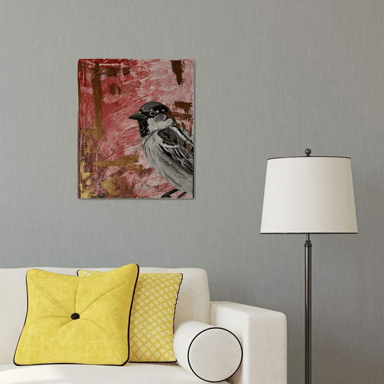 Original Sparrow Acrylic Painting