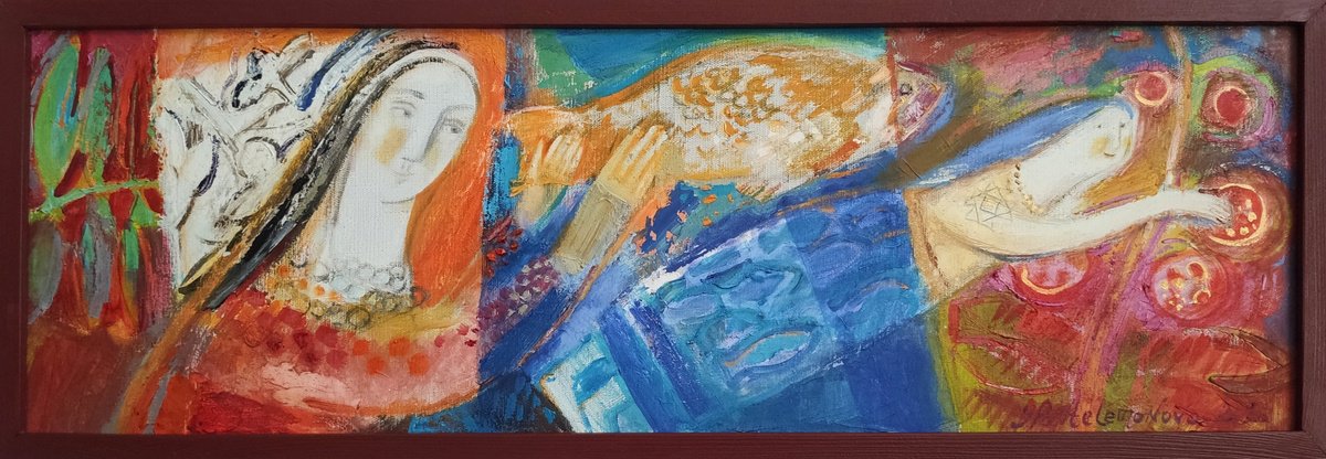 Impressionistic Portrait Oil Painting By Inna Pantelemonova, 34 X 11, Living Water, Original Artwork