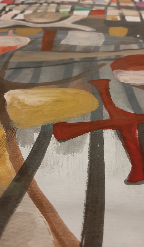 Yatra, - Large abstract painting on paper