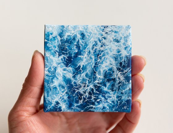 Miniature blue ocean waves