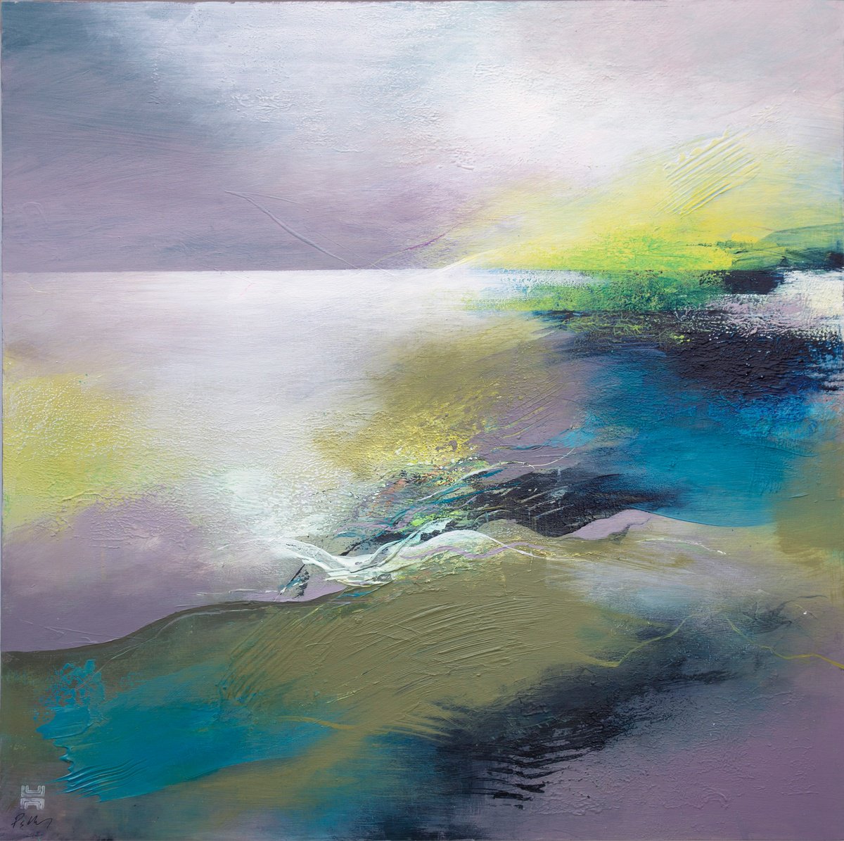 Organic Landscape Acrylic Painting By Paul Hillary, 32 X 32", Riches In Freedom 2, Original Artwork