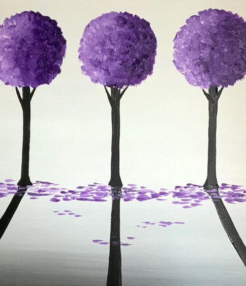 Purple Round Trees 3 by Aisha Haider