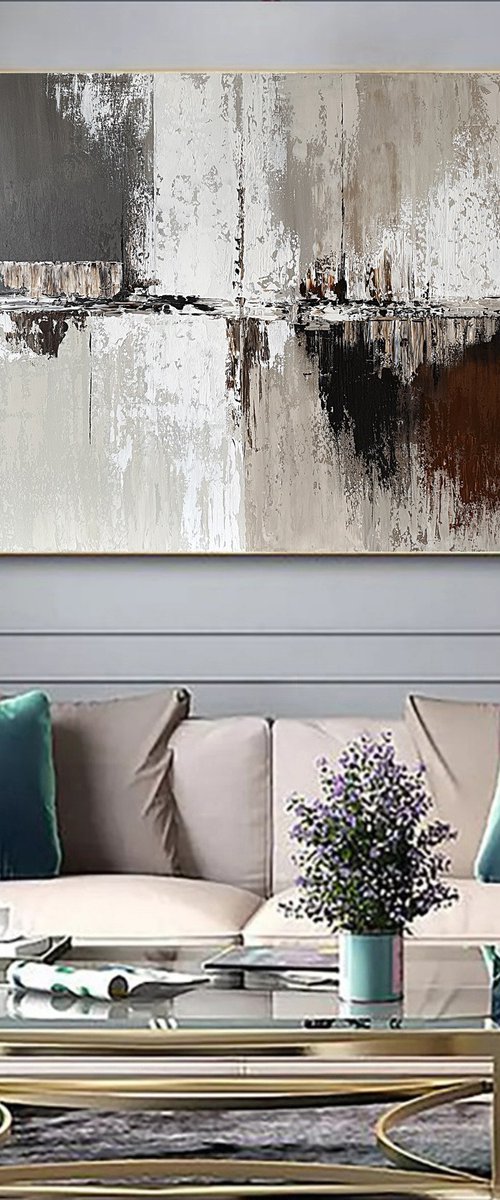 Earthline Convergence – Neutral Abstract by Tatiana Malinovscaia