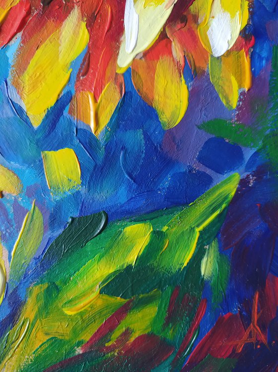 Sunflowers -  acrylic, sunflowers flowers, painting, sunflowers acrylic painting,  painting, flowers