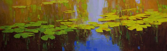 Water lilies Original oil Painting Large size Handmade artwork One of a Kind