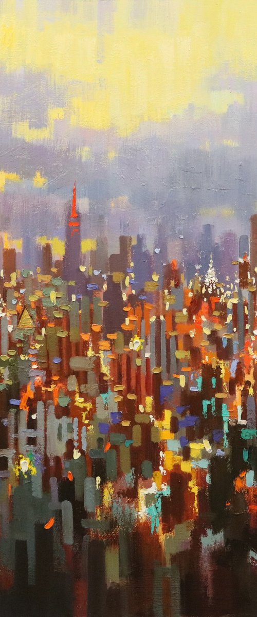 New York Toward Sunset by Chin H Shin