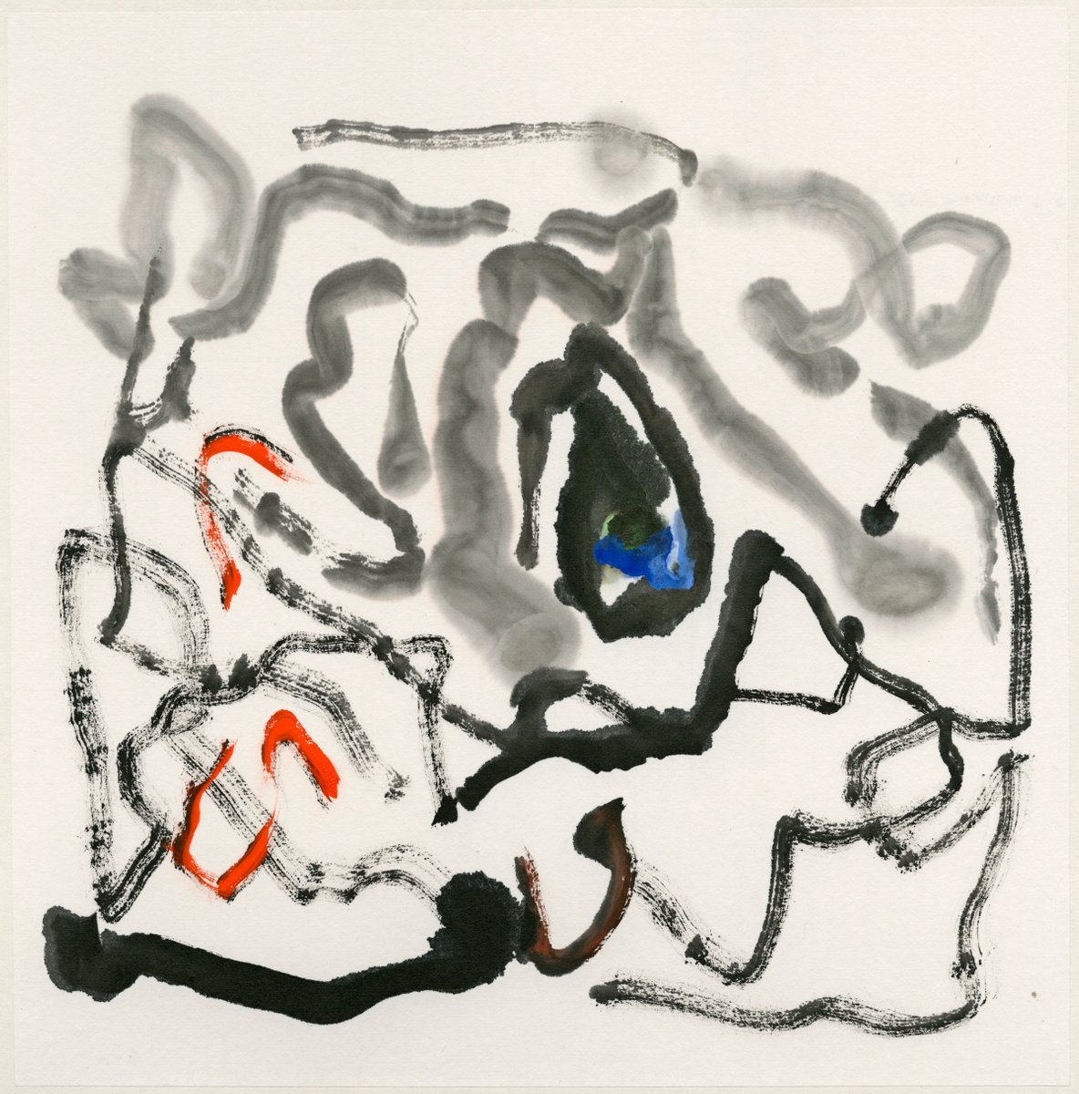 Organic Abstract Drawing By Lee Man Ki Joyce, 14 X 14", The Volcano, Original Artwork