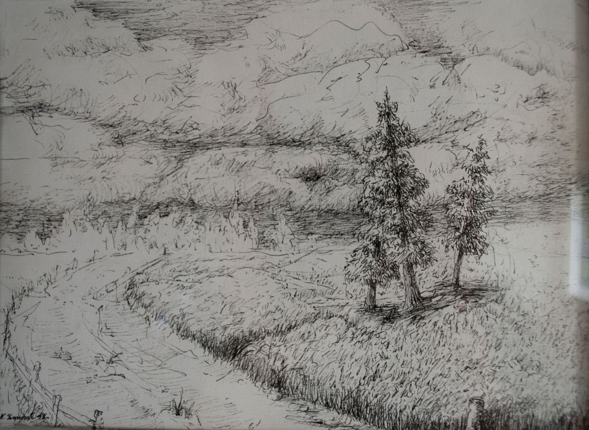 Graphic Ink Drawing , Stormscape By Nikola Ivanovic, 14 X 12, Artwork For Sale On Artfinder