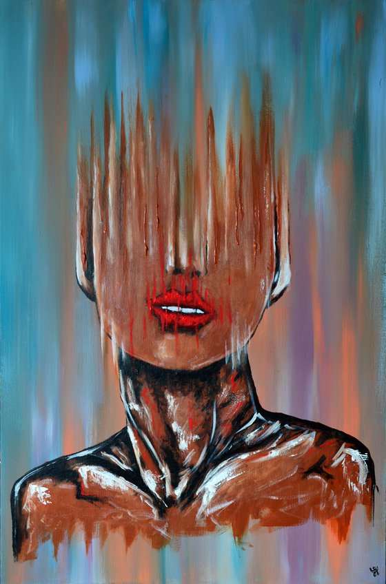 Naked Streaks - Modern Portrait Original Painting Art On The Deep Edge Canvas Ready To Hang