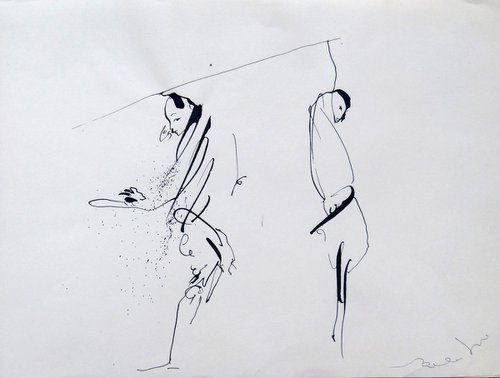 SURREALIST FRIENDS, ink on paper 24x32 cm by Frederic Belaubre