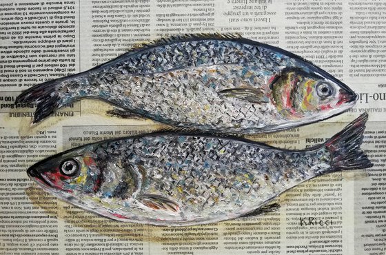 Scaled Fishes on Newspaper
