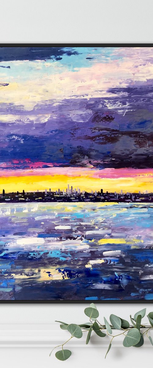 Abstract sunset over city 2022 by Volodymyr Smoliak