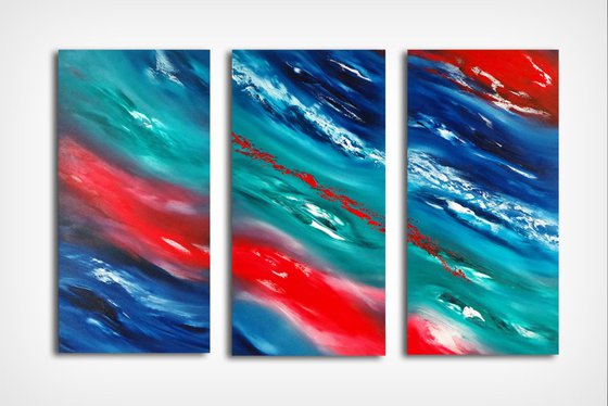 Commissioned painting - Time passes slowly II - Triptych n° 3 Paintings
