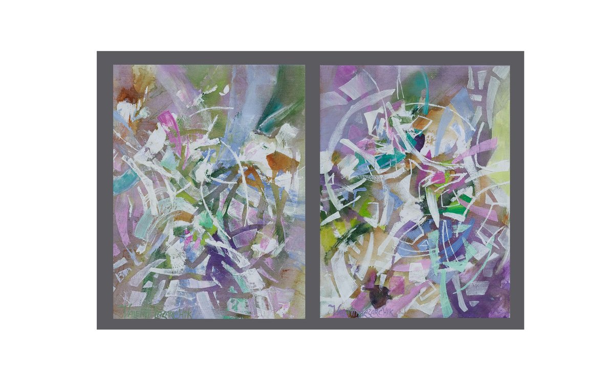 Expressive Abstract Painting By Gina Valenti-Lazarchik, 18 X 12, Coming Apart, Original Artwork