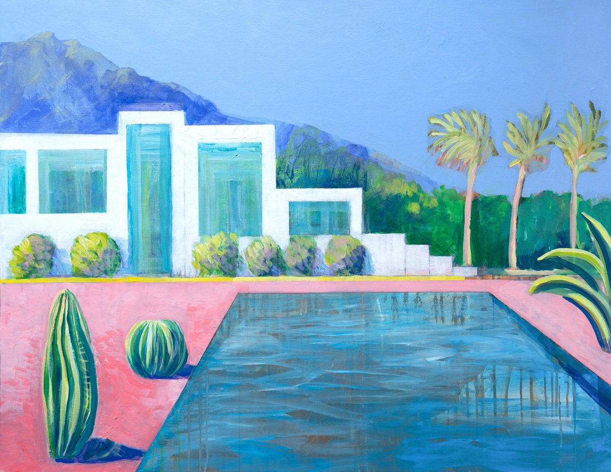 Impressionistic Cityscapes Acrylic Painting By Elizabeth Anne Fox, 40 X 30, Under The Mountain 2, Original Artwork