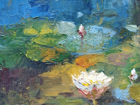 White Lily Pond – Impressionist Oil