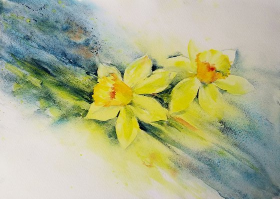 Original Daffodil Watercolour Painting