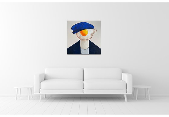 Egg boy in blue hat