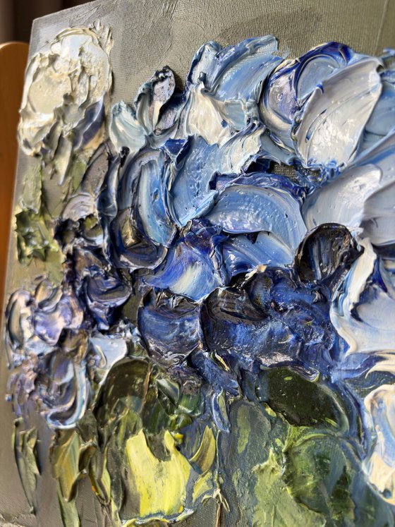 Midnight Hydrangea II — Blue Floral
