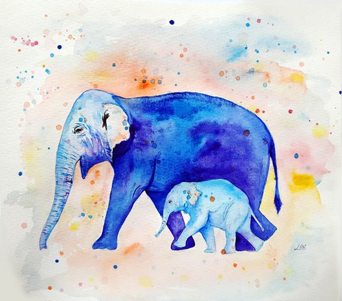 Family of elephants 2 by Luba Ostroushko