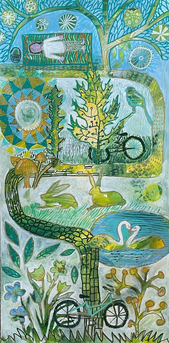 Landscape Painting By Eliry Arts, 15 X 30, The Path To Nature Bath, Original Artwork