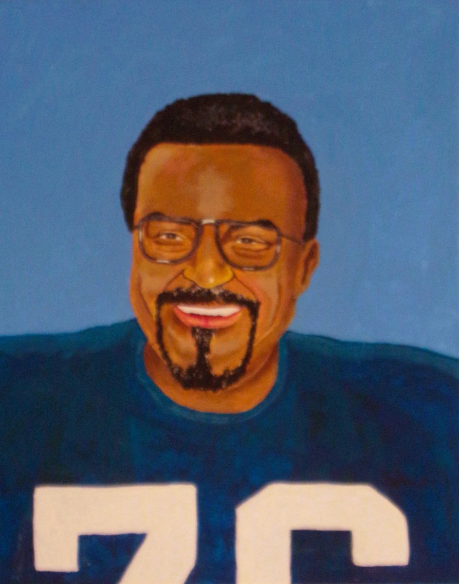 Impressionistic Portrait Acrylic Painting By Andrew Sabori, 16 X 20, Rosey Grier - Football Player, Original Artwork