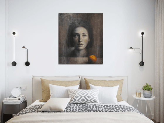 A woman and a bitten apple
