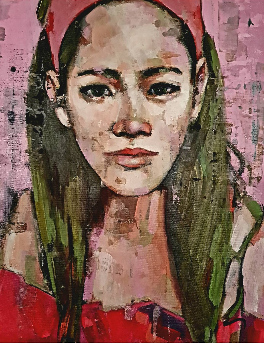 Expressive Oil Painting , Portrait Study In Red 2-4-26 By Thomas Donaldson, 16 X 20, Artwork For Sale On Artfinder