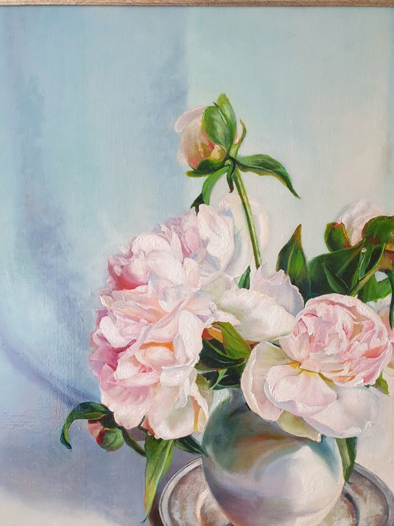 "Ah, those peonies ... " flower  Peonies liGHt original painting  GIFT (2021)