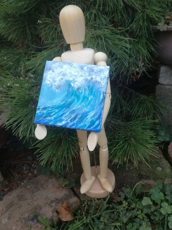 Miniature wave seascape #34 - Easel included