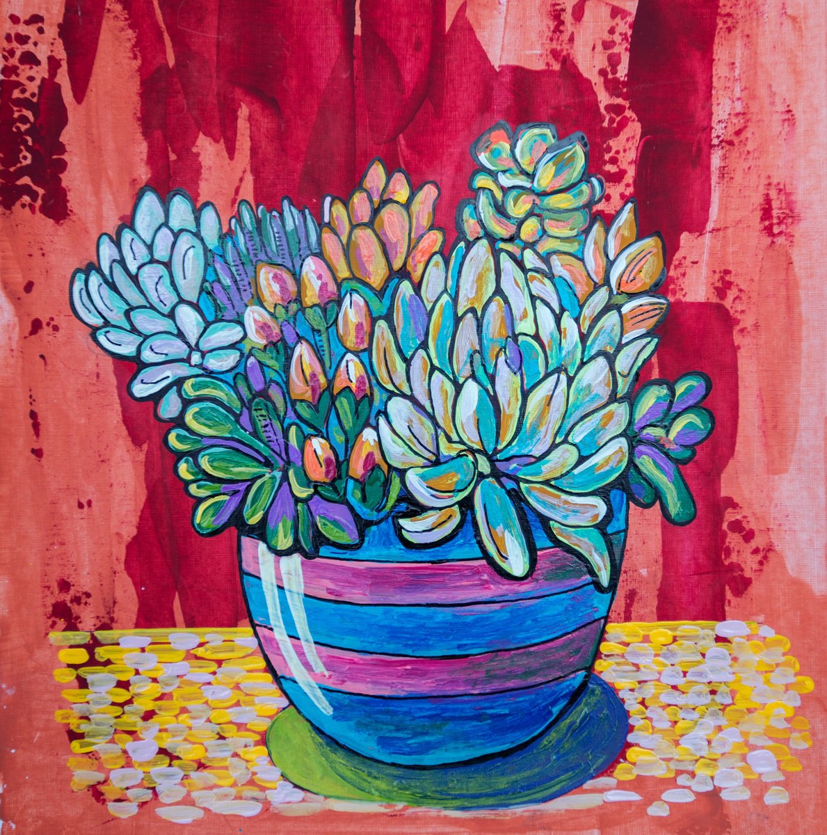 Illustrative Botanical Acrylic Painting By Ariadna De Raadt, 12 X 12, Floral Card 14, Original Artwork