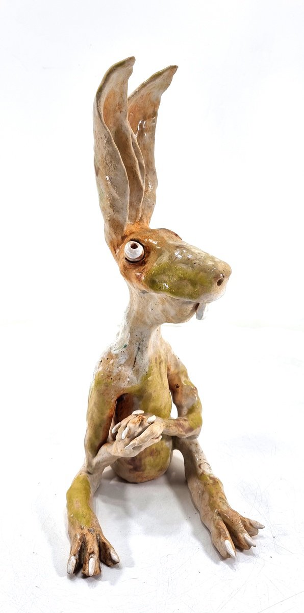 Naive Clay Sculpture , Ludwig By Aare Freimann, 8 X 18, Artwork For Sale On Artfinder
