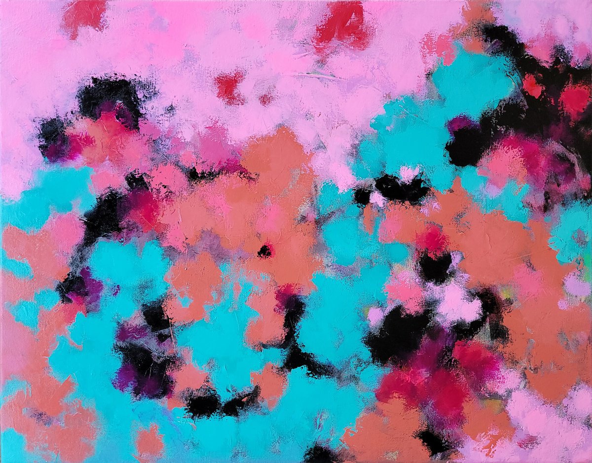 Expressive Abstract Acrylic Painting By Faith Patterson, 28 X 22, Falling Into Place, Original Artwork