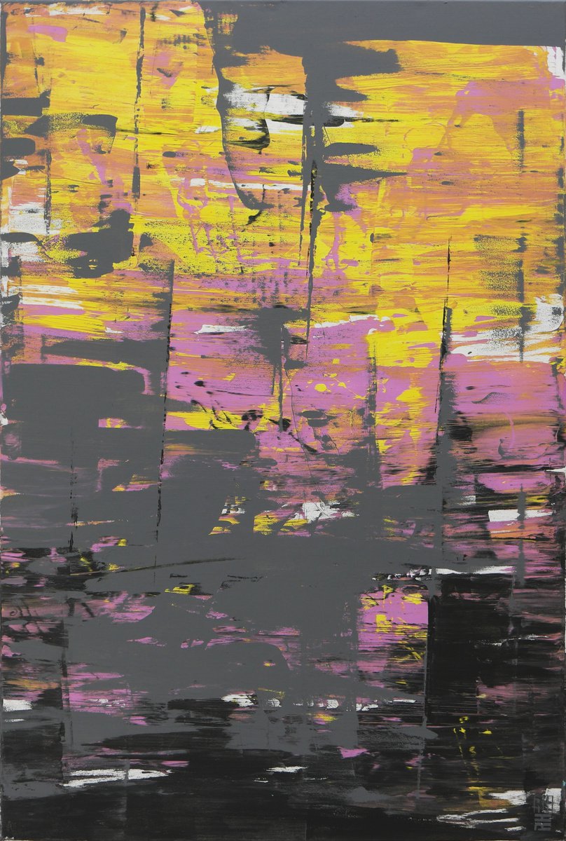 Static Grey and Purple - Abstract Painting - Affordable Art - Ronald Hunter - 13N by Ronald Hunter