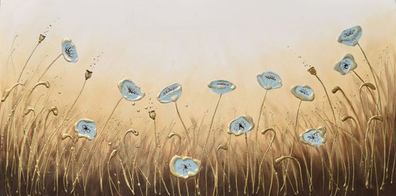 Serene Duck Egg Blue Poppies