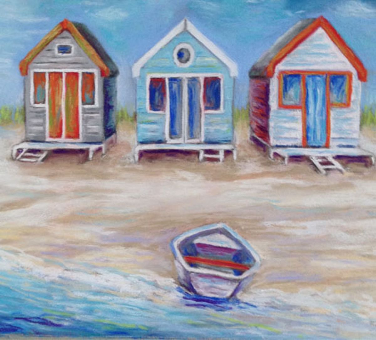 Beach Huts Painting by Kay Moore | Artfinder