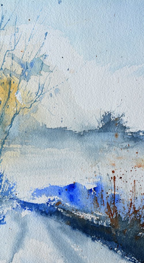 silence of winter watercolor by Pol Henry Ledent