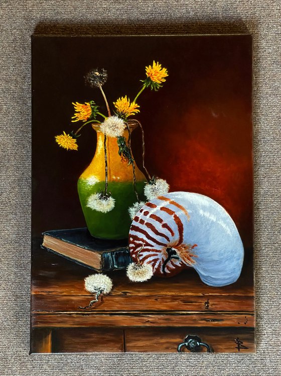 Still life with dandelion