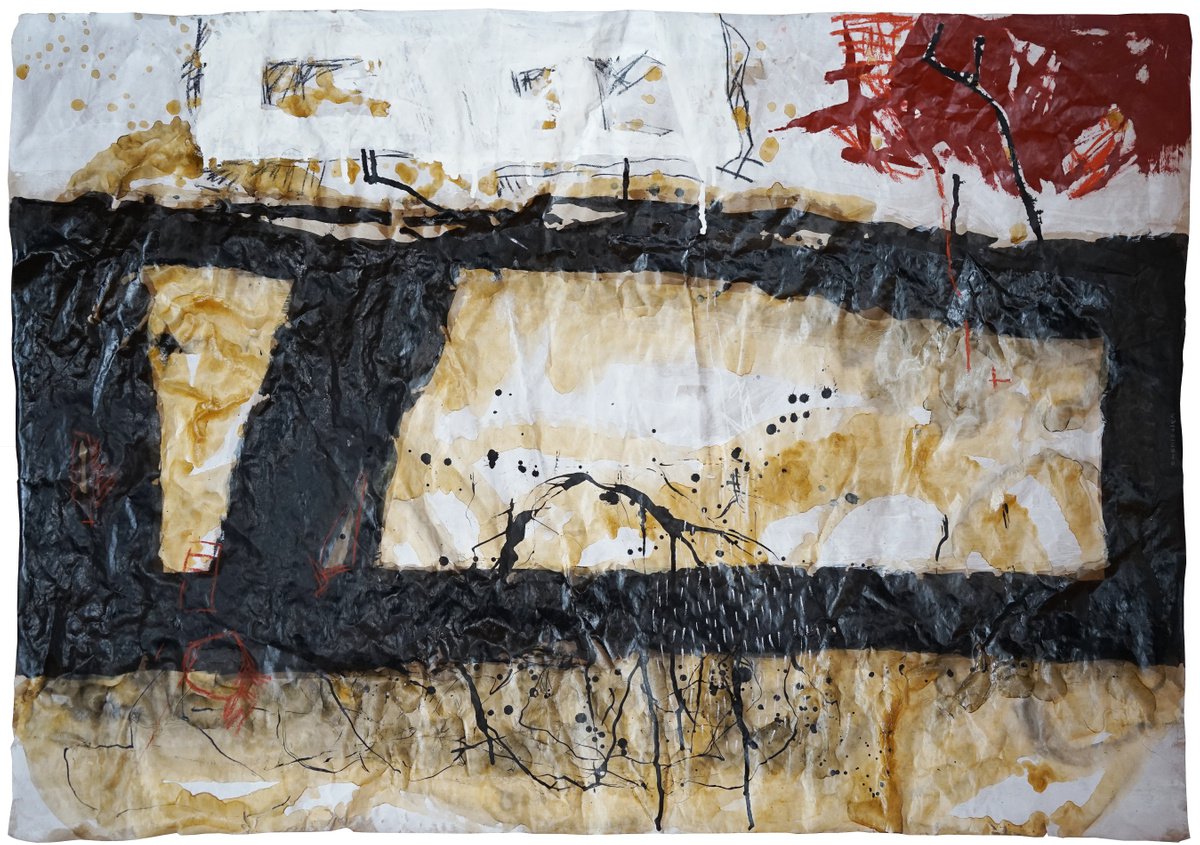 Abstract Painting By Michael Thummrich, 38 X 27", No Title (Street), Original Artwork