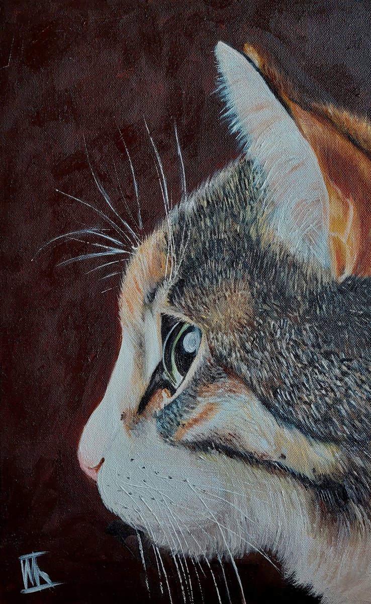Photorealistic Animal Oil Painting By Ira Whittaker, 12 X 19, Silent Watcher, Original Artwork