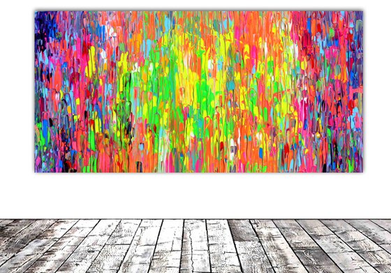 63x31.5'' Large Ready to Hang Colourful Modern Abstract Painting - XXXL Happy Gypsy Dance 11