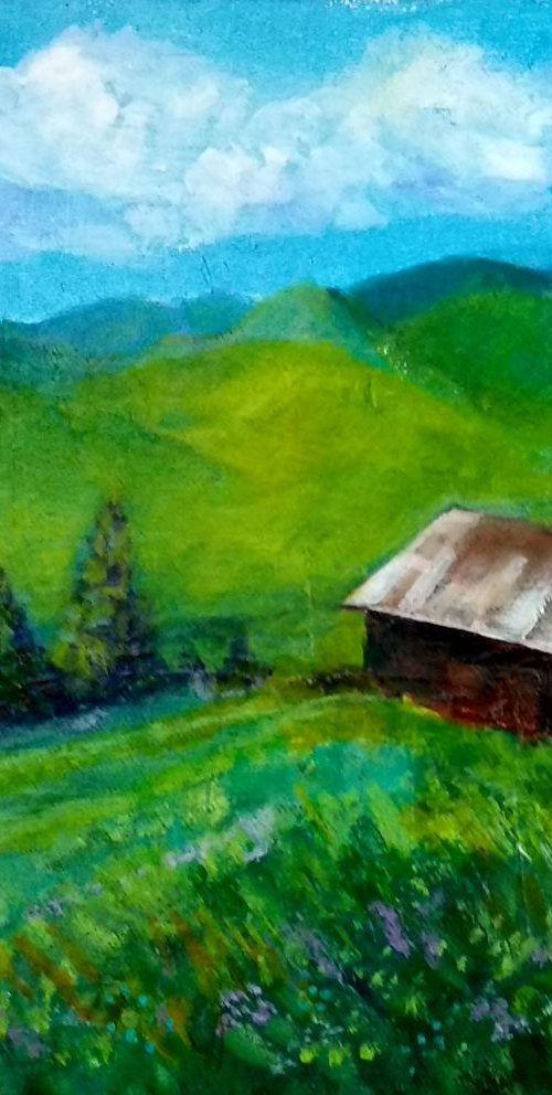 A Swiss landscape in Spring by Asha Shenoy