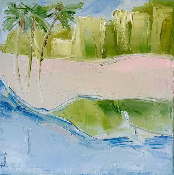 Soft blue ocean tropical beach