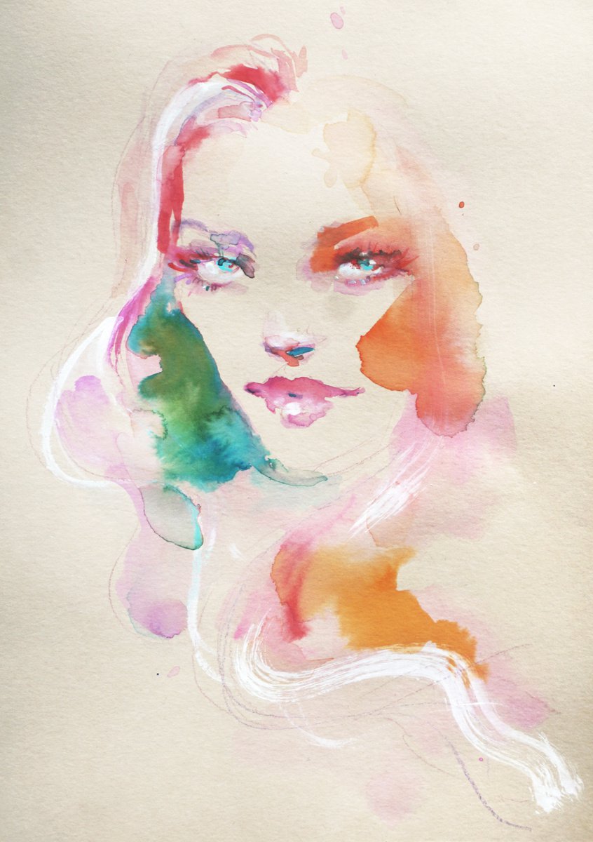 Inner Glow, Watercolor Portrait by ESylvia