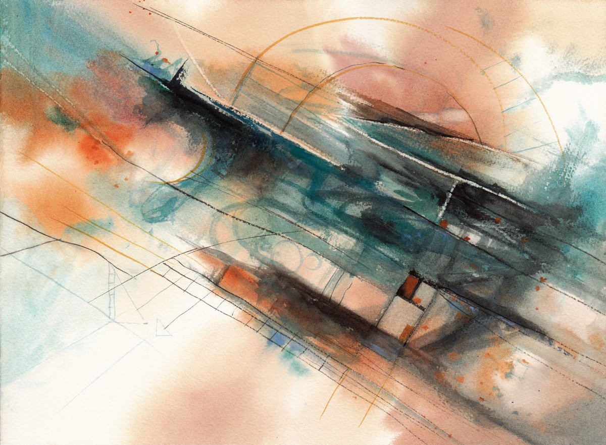 Organic Abstract Watercolour By Anisony Studios, 15 X 11, Between Here And There, Original Artwork