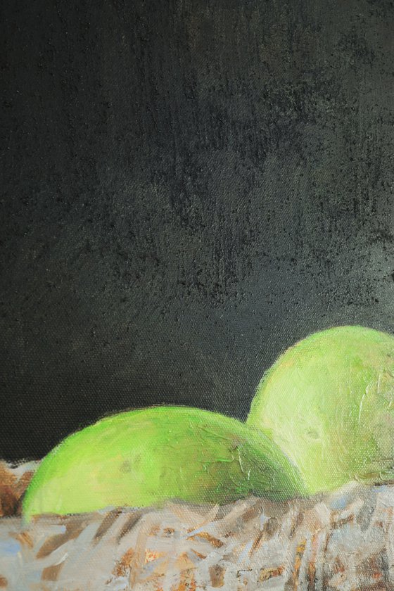 Three Green Apples still life