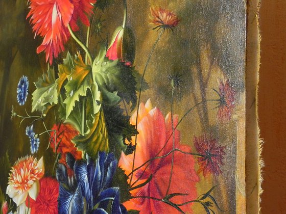 "Flowers" Oil on canvas, handmade art. FREE SHIPPING