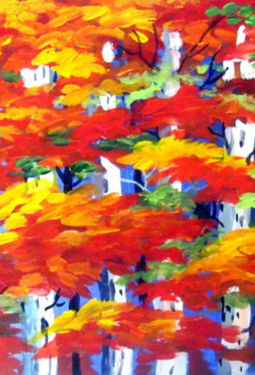 Beauty of Autumn Forest-Acrylic on Canvas Painting by Samiran Sarkar